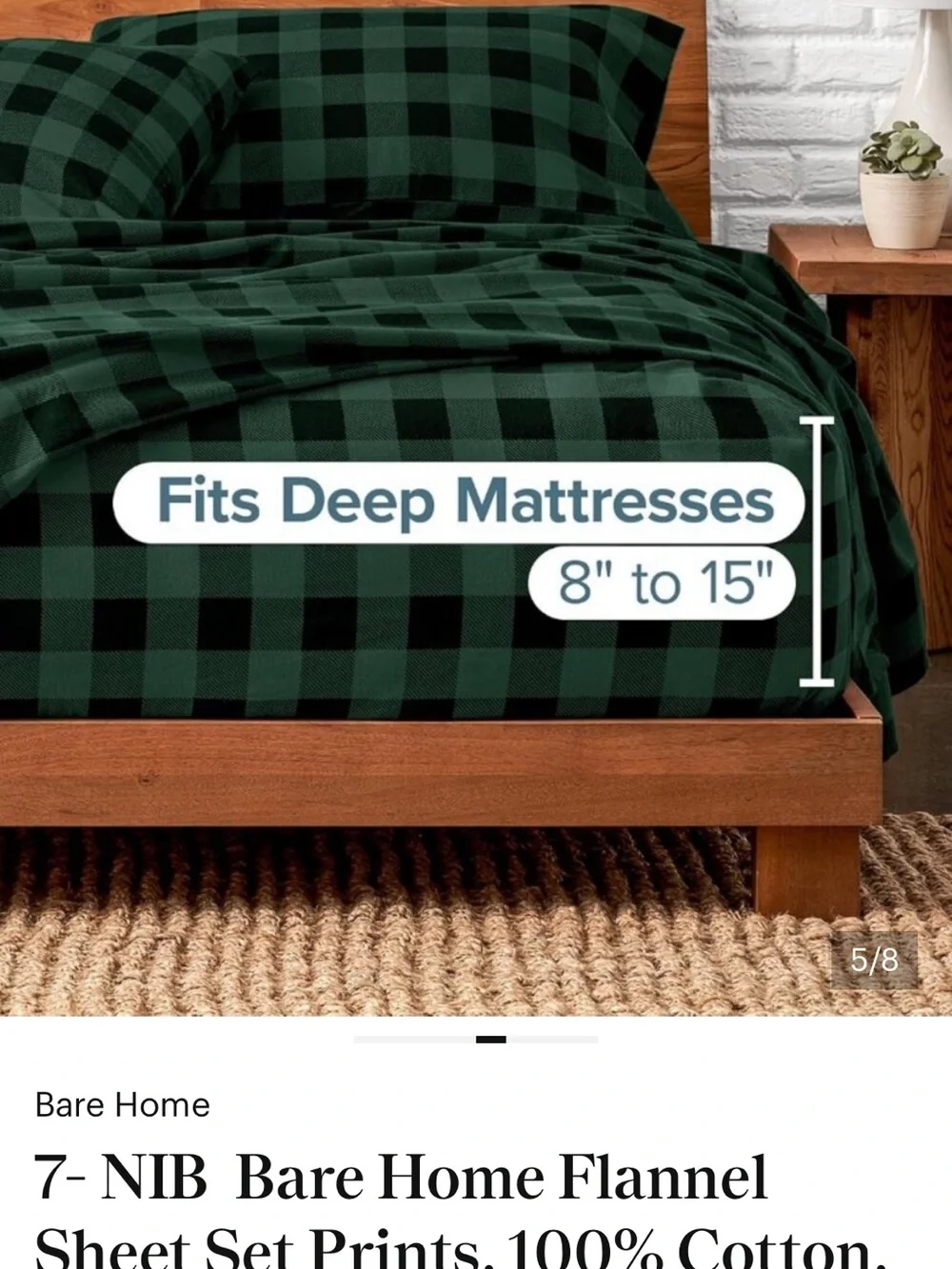 Bare Home Green Buffalo Plaid Flannel Sheet Set